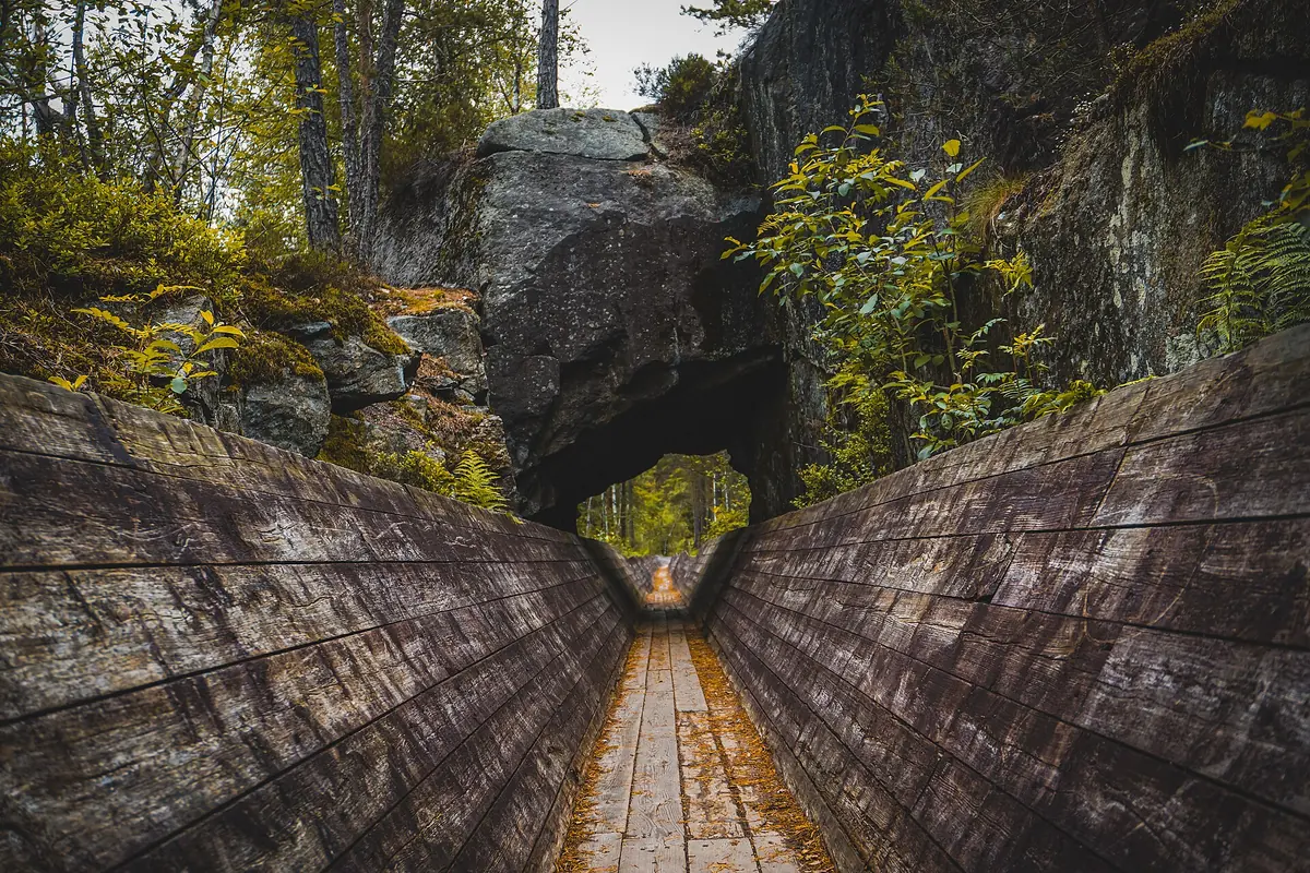 Tømmerrenna ved Steinsfossen i Vennesla